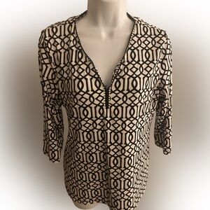 Lulu-B Black and Cream Top - M black ,white , polyester spandex